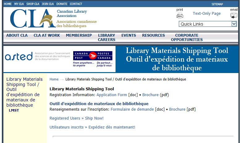 Look down a few lines below the words Library Materials Shipping Tool