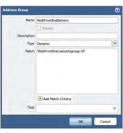 Dynamic Address Groups to NSX