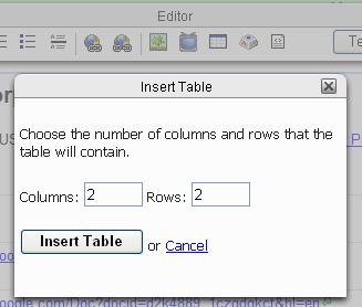 Inserting Tables Click on the table icon Select