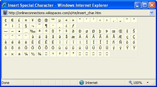 Inserting Special Characters Click on the Special