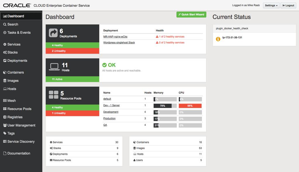 Operations Management Dashboard Unified View Views across all Docker Resources
