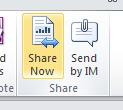 1. Choose how you would like to share the document. 2. Choosing Share Now will prompt Microsoft Lync to expand.