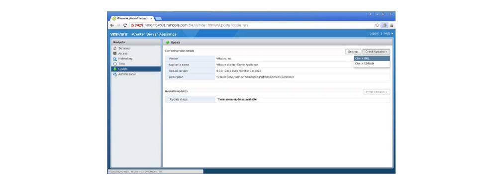 Log in to the VAM I interface and select Update from the Navigator pane to begin the upgrade process.