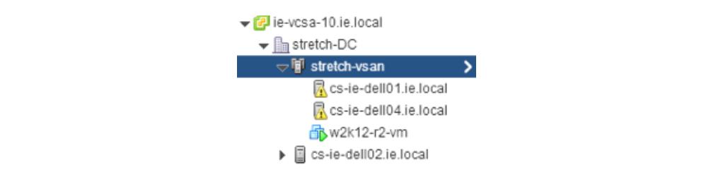 Note that the witness host is not shaded in blue in this case. The witness host only appears shaded in blue when a vsan Witness Appliance is deployed.