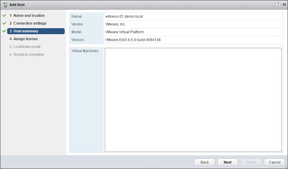 There should be no virtual machines on the vsan Witness Appliance. Note: It can never run VMs in a vsan Stretched Cluster configuration. Note also the mode: VMware Virtual Platform.