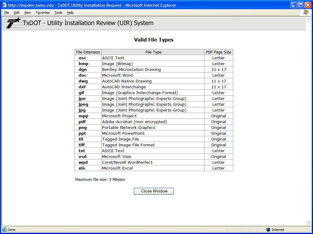 Operations Group 94 This table lists the file