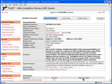 Operations Group 226 TxDOT User Interface Accessing UIR Navigating UIR Submitting and processing requests