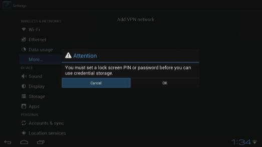 6.4 More Move to " More ",press ok to set VPN and Proxy settings. Here is the setting of VPN.