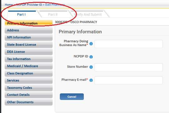 4.0 Update an Existing NCPDP Provider ID Pharmacy Profile When you update an existing NCPDP Provider ID pharmacy profile, you will have three options: Update NCPDP Provider ID Profile Change of