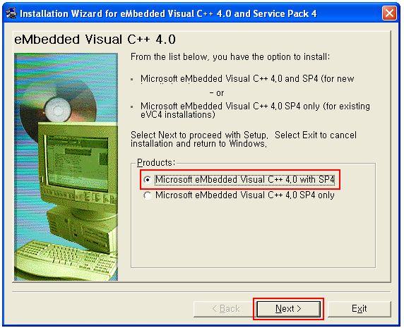 4. To Install embedded Visual C++ 4.