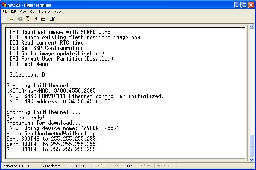 Eboot Main Menu [0] IP address: 192.168.80.1 : Setting IP Address [1] Subnet Mask: 255.