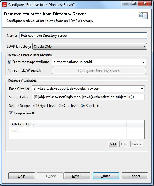 The Configure Directory Search configuration screen if the From LDAP