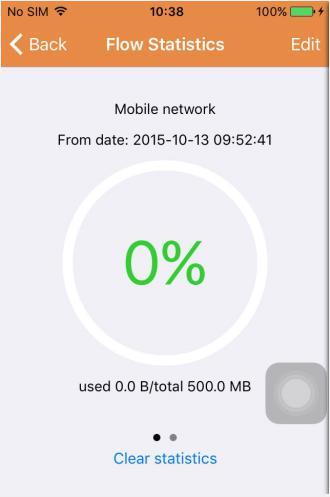 1. Flow statistics: Here the network traffic used will be displayed. The traffic metrics for the mobile network and the WiFi will be shown.