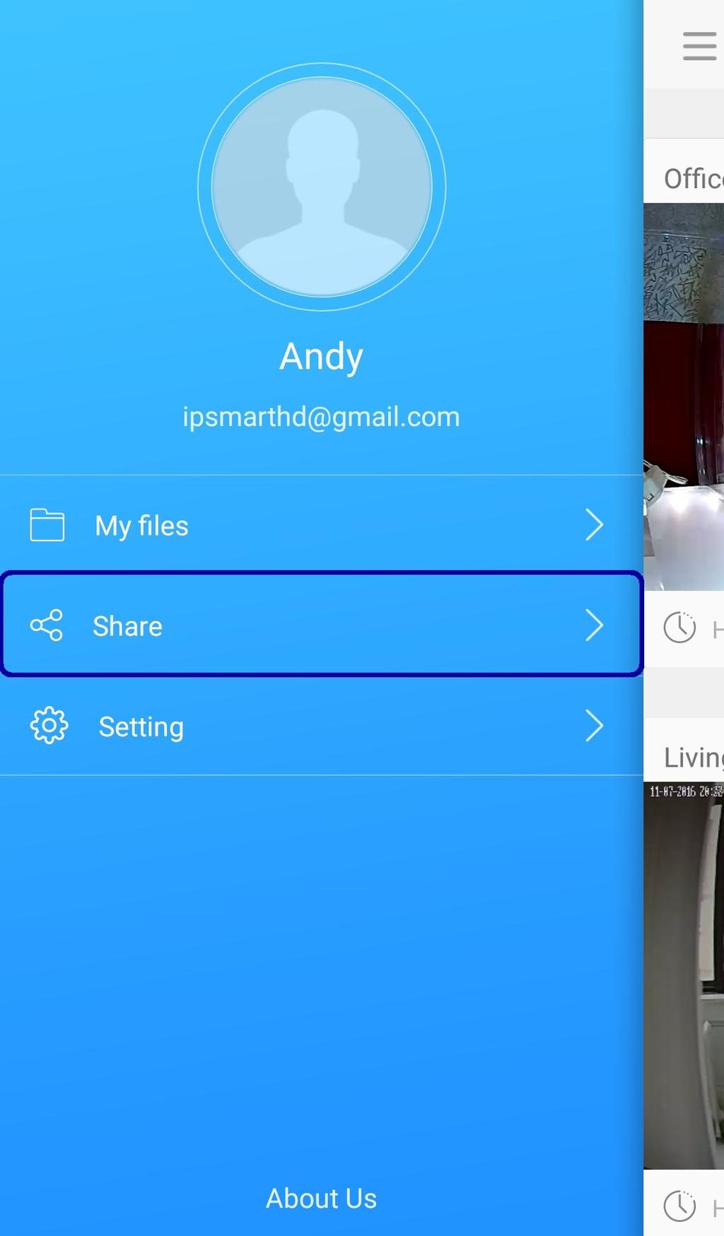 Manage Sharing Select a camera. To add more friends Enter your friend's email.
