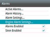 Engine alarm settings Set all Engine Alarms on or off.