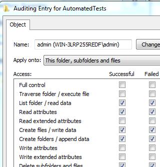 Create folders / append data e. Delete subfolders and files f. Delete g. Read permissions h.