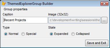 A Deep Dive into the VFPX ThemedControls 18 Figure 9. The ThemedExplorerGroup builder makes changing properties of a group easier.