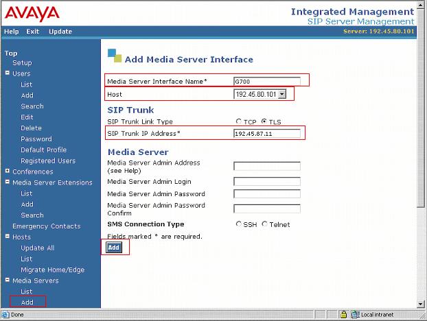 Media Server Interface Name Enter a descriptive name for the media server interface.