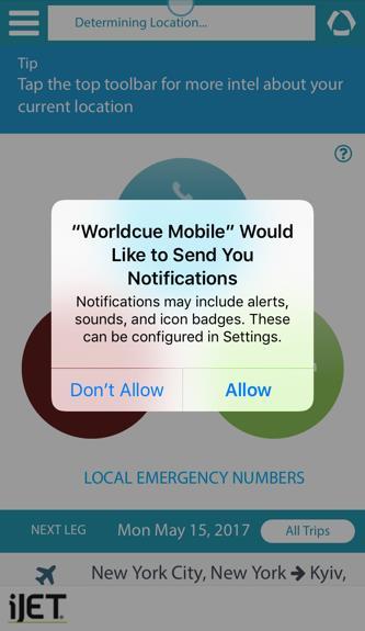 7 NOTIFICATIONS You will also be prompted to allow the application to push notifications to you whenever an alert is published for a location that is of interest to you.