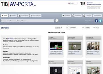 1. TIB AV-Portal Profile Free web-based portal for scientific videos from the realms of science & technology Automatic video analysis: scene, text, speech and image recognition