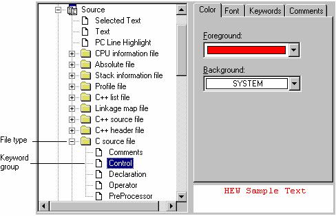 4. Editor 4.10.1 Changing text colors To change existing colors 1. Select [Setup -> Format Views]. The Format Views dialog box opens. 2. Select the view you are interested in changing the font for.