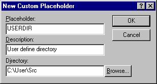 In the fields provided choose a suitable name for the placeholder and a description of what the placeholder means. 6. Choose a directory, which relates to this placeholder.