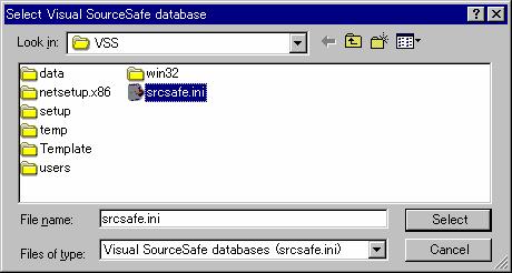 Select either of the following operations: Click the Browse button to open the Select Visual SourceSafe database dialog box.