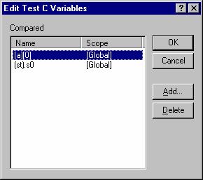 The Name list shows global variables when Global has been selected, and local variables that can be viewed in the current scope (at the position of the program counter) when Local has been selected.