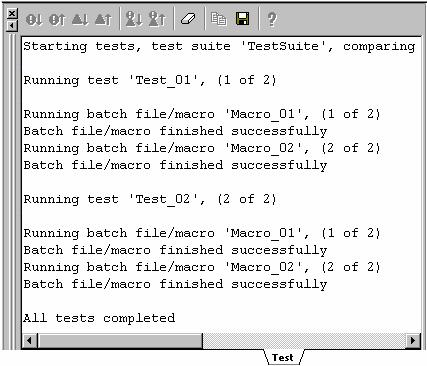 16. Test Support Facility Classification Item Run Tests dialog box Example (Figure below) Starting tests, <Test Suite Name> - - 'TestSuite' test suite <Compare Conditions> Action after test execution