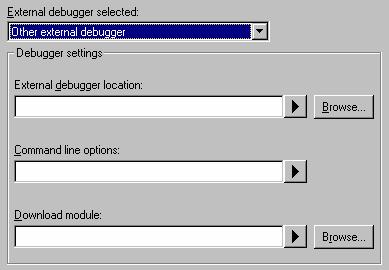 This tells the debugger which profile file to load when it is launched. This file stores the debug setup information. 3. The third item of data is the command line options.