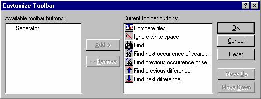11. Integrated Toolbars in a Components View The final menu option named "Customize" launches the Customize Toolbar dialog box.