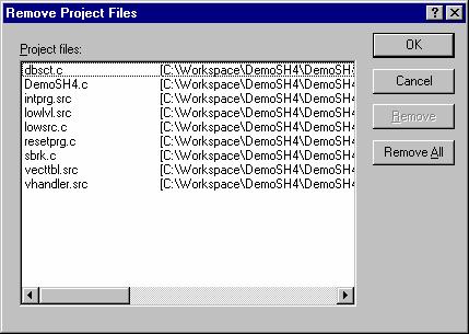 2. Build Basics To remove selected files from a project using the Projects tab of the Workspace window 1. Select the files that you want to remove in the Projects tab of the Workspace window.