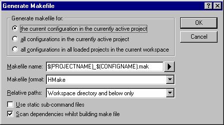 3. Advanced Build Features 4. Select a makefile type in Generate makefile for.