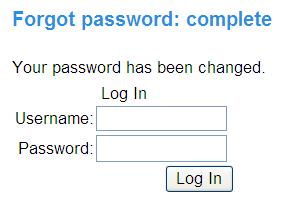 The final Forgot Password page will open. 21. Enter a password in the Password field and re-enter your password in the Confirm Password field.