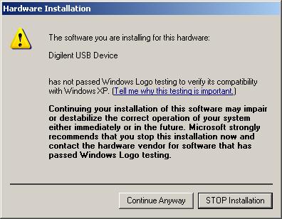 Figure 12 Install Software Automatically 24. A warning will appear about Windows Logo testing, see the figure below. Press the Continue Anyway button.