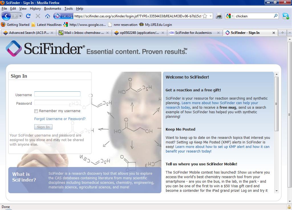 SciFinder Similar to ACS Publications, SciFinder is a tool used to search for scientific references and articles.