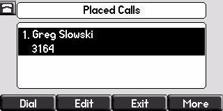 User Guide SoundPoint IP 560 Phone Select Call Lists >Missed Calls, Received Calls, or Placed Calls as desired. b Press,, or to access the desired call list. 2. Use and to highlight the contact.