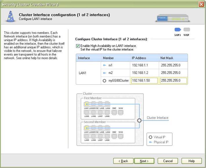 Configuration Wizard or WebUI). 9. Click Next. The wizard opens to Cluster Interface Configuration. See the section ("Cluster Interface Configuration" on page 28) for details. 10.