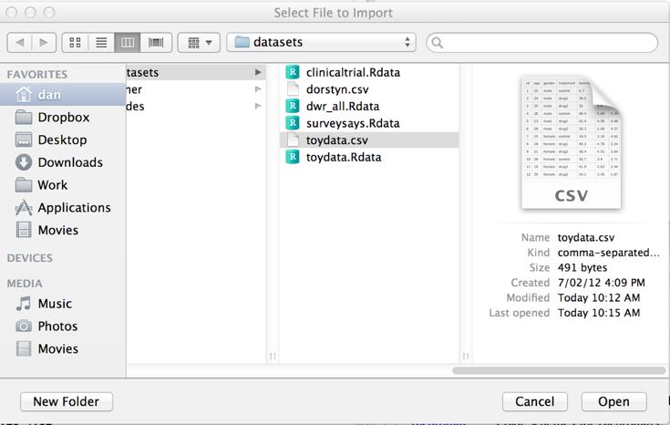 Importing CSV data using Rstudio Once again, there s a standard