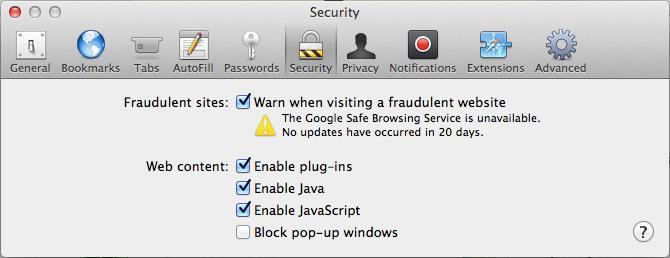 To configure this option select Preferences from the Safari menu, click the Security tab and disable the Block pop-up windows option.