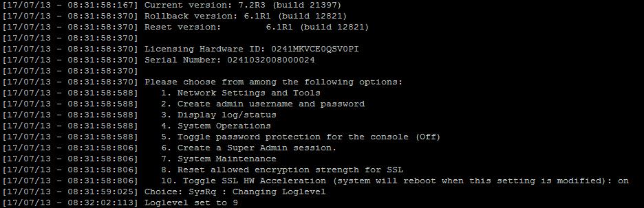 1. Preparing kernel logging : To obtain a good kernel trace, kernel logging level 9 must be enabled prior to having the issue.