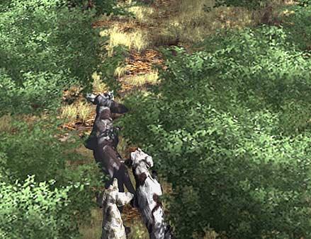 Here are some tricks we used in the hunting dogs image. We used 5 mostly identical terrain models. Four models have foliage textures painted the same way this tutorial describes.