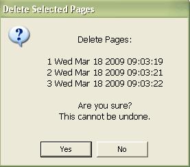 To delete pages: Highlight one or multiple pages by clicking on the page. Click the delete button at the top of the Page Sorter window.