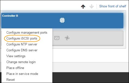 16 SANtricity System Manager Express Guide for VMware 6. Click the controller with the iscsi ports you want to configure. The controller's context menu appears. 7. Select Configure iscsi ports.
