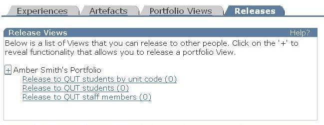 Section 5 Releasing your eportfolio to others This section will show you how to release an eportfolio View.