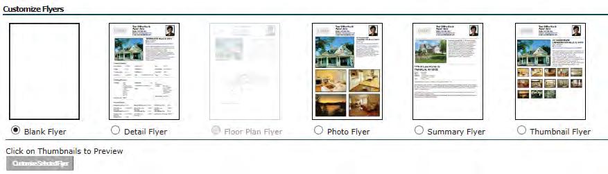 Listings Continued... Flyers Continued Your second option is to create a Custom Flyer. Here you have the ability to change information embedded within.