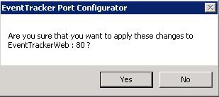 Figure 3 5. Confirm by selecting-<yes>-. The new port is applied to the website and a success message is displayed.