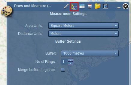 The measurement units utilized can be set by the user from a list of pre-configured choices. Users can toggle functionality to create multiple buffer regions around graphics as they are created.
