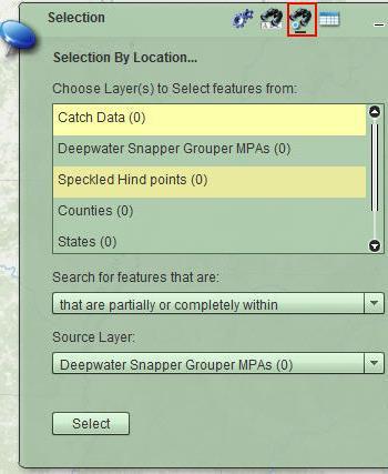 The selection results are added to a data grid table.