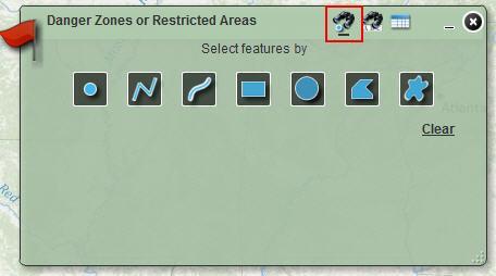 There are seven options to search for features spatially with the graphical search tool.